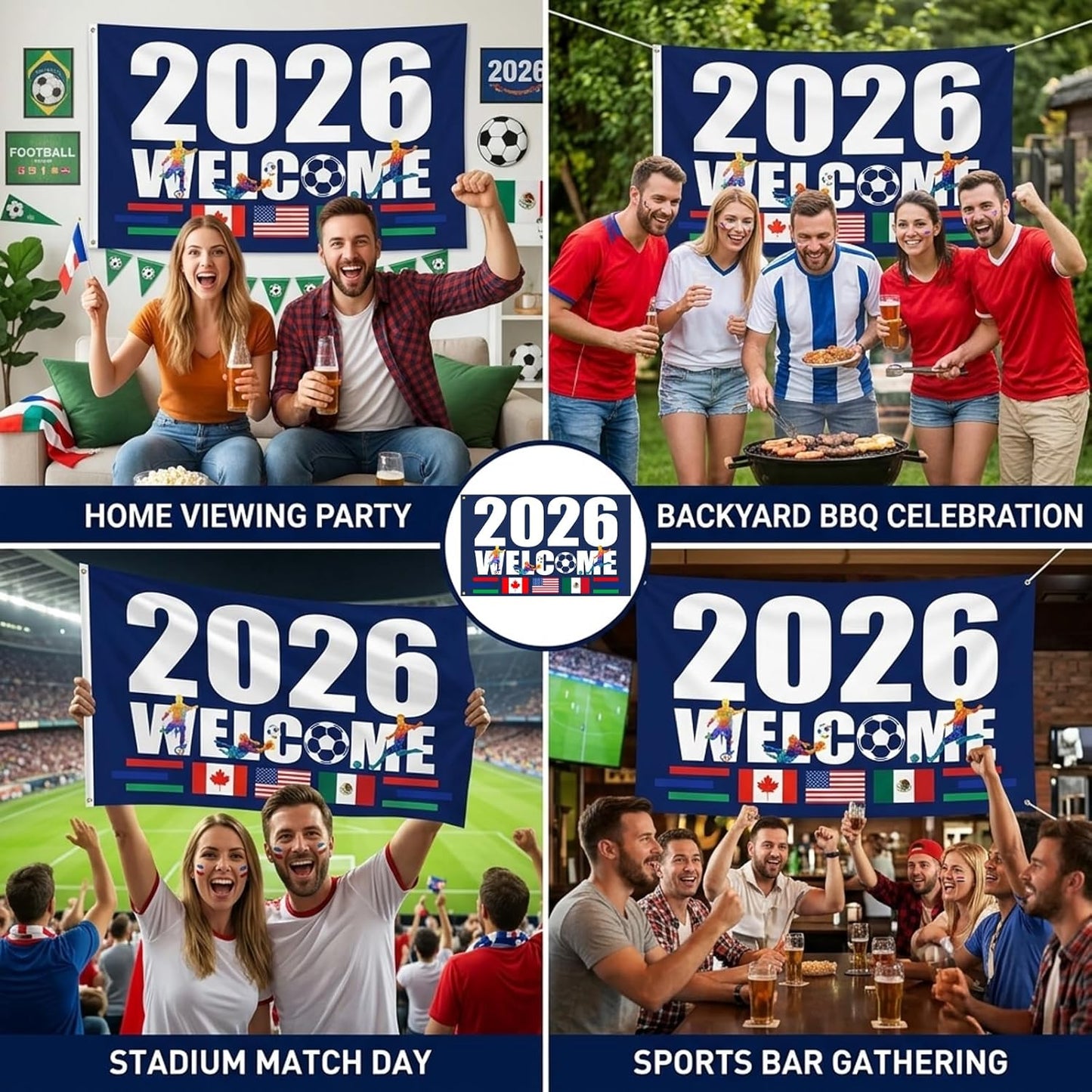World Cup Flag, World Cup 2026 Merchandise, 5×3FT World Cup Flag 2026 with 2 Brass Grommets, World Cup Decorations Flag for Home, Wall, Garden, Yard Display, Football Games and Stadium Events