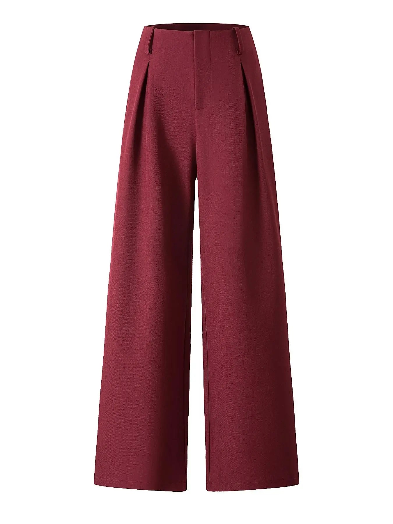 Women's Pleated Wide Leg Trousers with Pockets and Zipper Fly for Office and Business Attire, Spring and Fall Collection