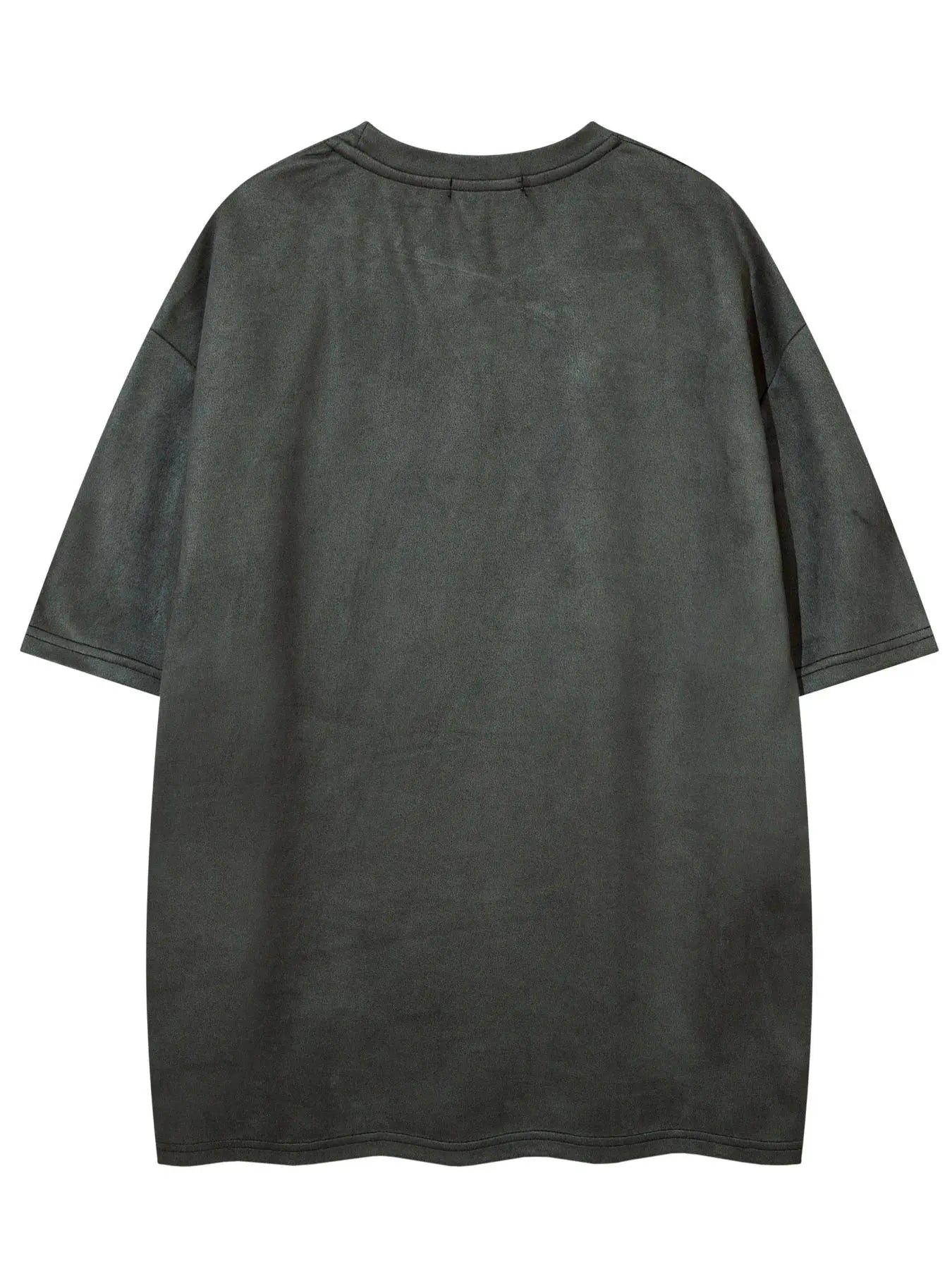 Men's Embroidered Suede Drop Shoulder T-Shirt - Soft and Comfortable Half Sleeve Round Neck Tee for Summer Streetwear and Everyday Use