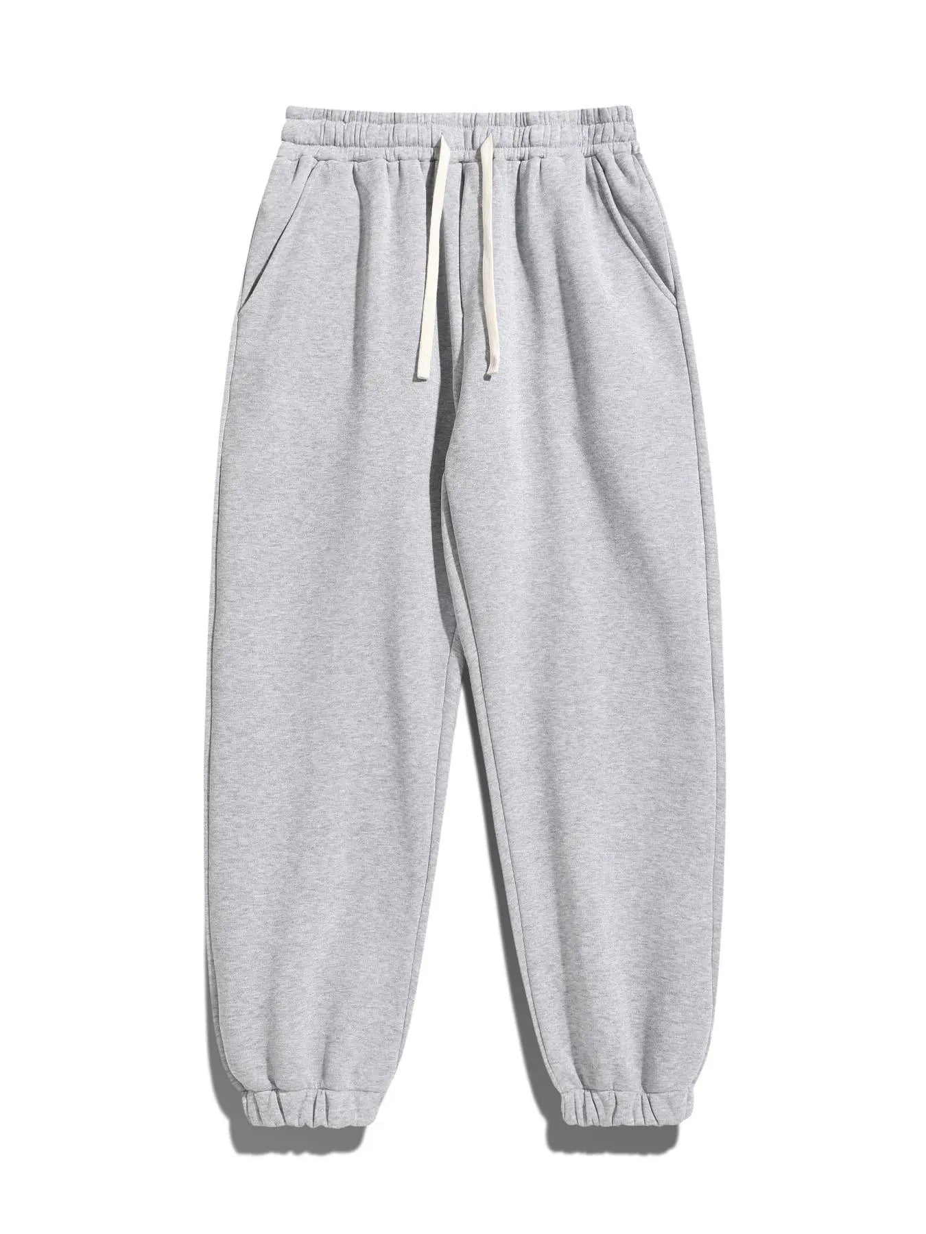 Men's Regular Fit Solid Sweatpants with Adjustable Drawstring and Casual Pocket Design for Autumn and Winter Wear