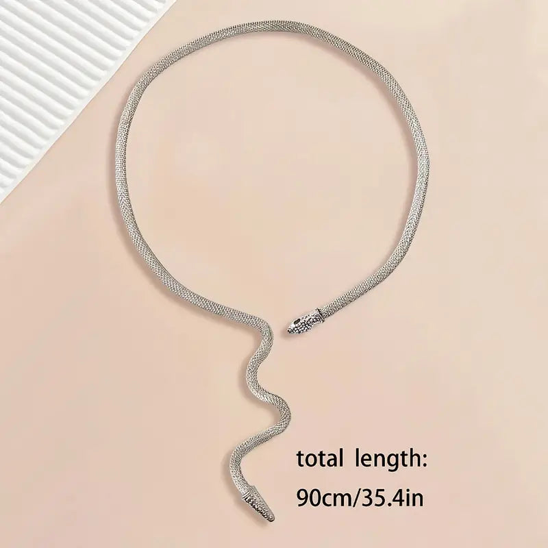 Adjustable Gothic-Inspired Snake Necklace and Bracelet Set