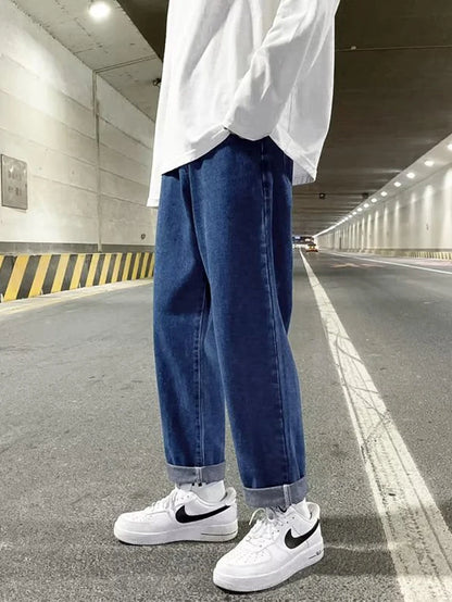 Korean Autumn Fashion Y2K Classic Baggy Wide Leg Jeans for Men - 2026 Hip Hop Streetwear Casual Pants