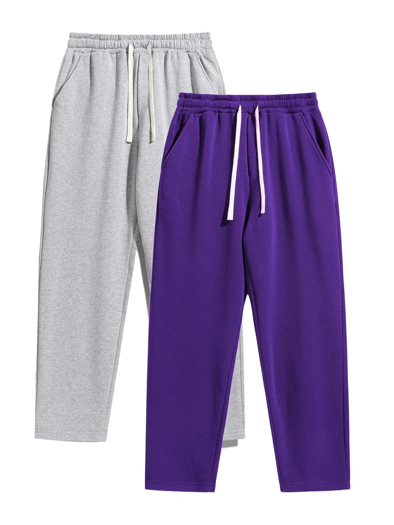 Men's Regular Fit Solid Sweatpants with Adjustable Drawstring and Casual Pocket Design for Autumn and Winter Wear