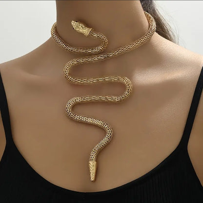 Adjustable Gothic-Inspired Snake Necklace and Bracelet Set