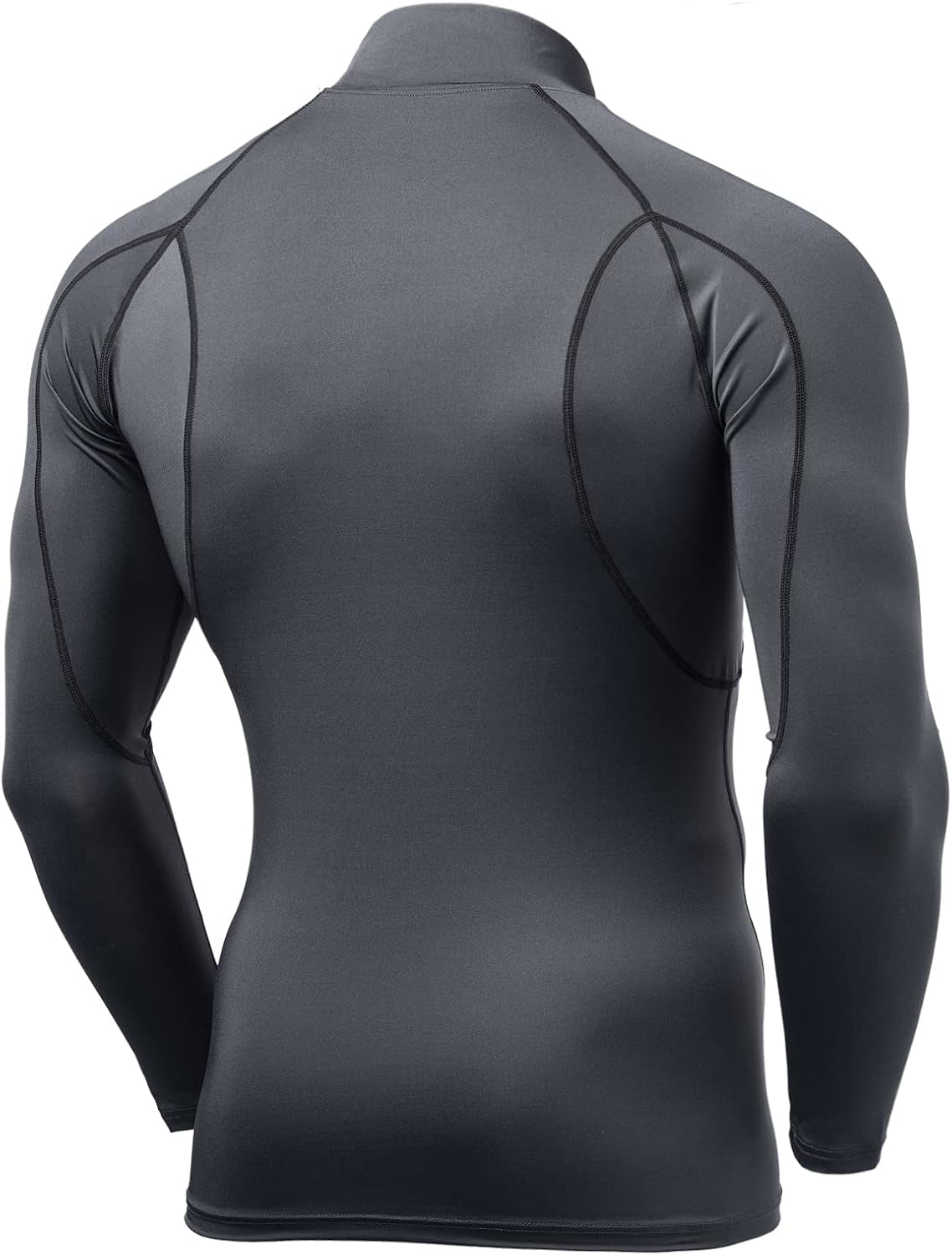 Men'S UPF 50+ Mock Long Sleeve Compression Shirts, Athletic Workout Shirt, Base Layer for Water Sports