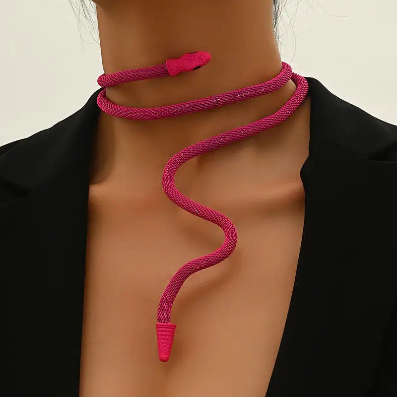 Adjustable Gothic-Inspired Snake Necklace and Bracelet Set
