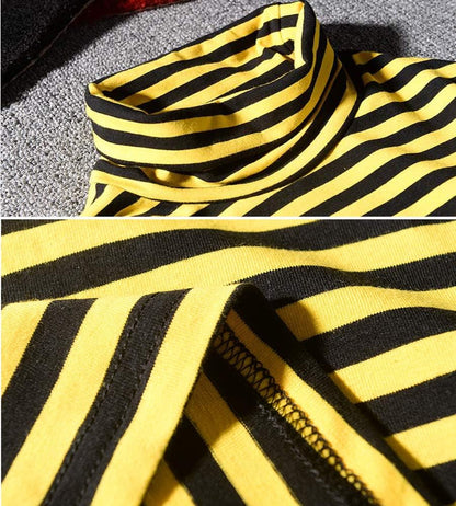 Mens Shirt Striped Black White Cotton Spandex Crewneck Long Sleeve Basic Pullover Stripe Casual Crew Tee Shirt