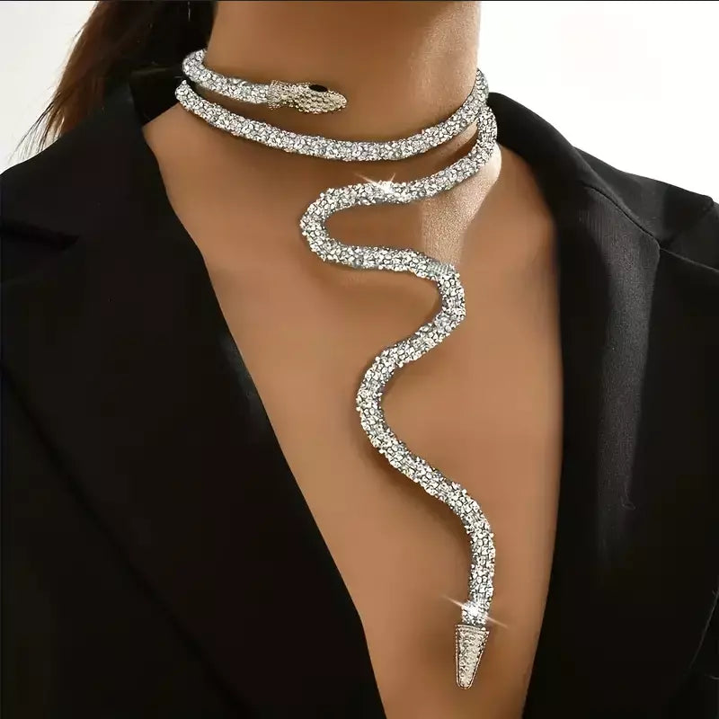 Adjustable Gothic-Inspired Snake Necklace and Bracelet Set