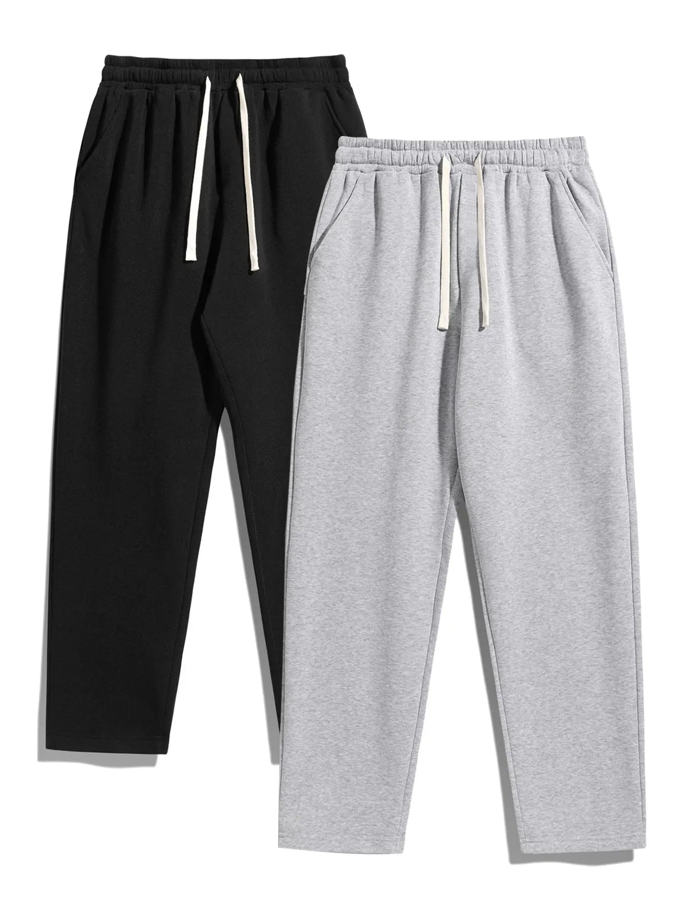 Men's Regular Fit Solid Sweatpants with Adjustable Drawstring and Casual Pocket Design for Autumn and Winter Wear