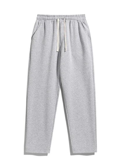 Men's Regular Fit Solid Sweatpants with Adjustable Drawstring and Casual Pocket Design for Autumn and Winter Wear