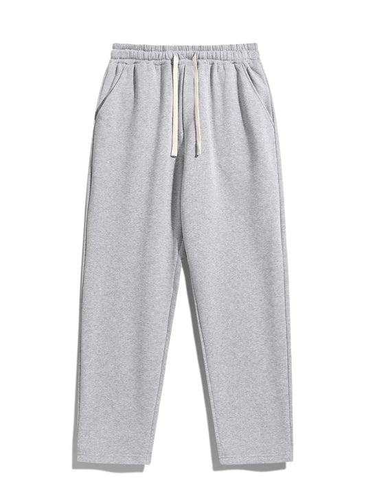 Men's Regular Fit Solid Sweatpants with Adjustable Drawstring and Casual Pocket Design for Autumn and Winter Wear