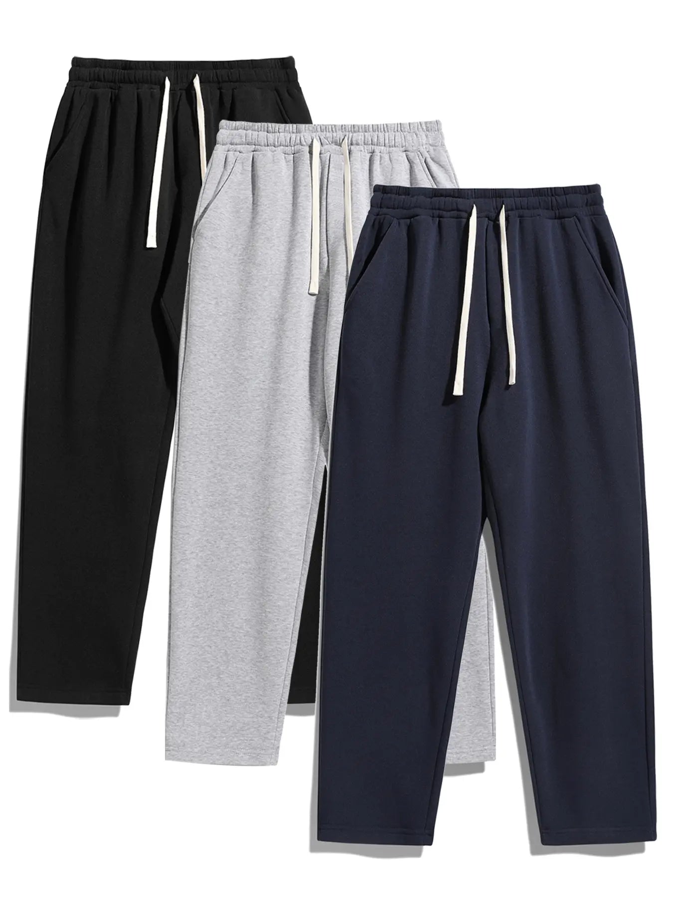 Men's Regular Fit Solid Sweatpants with Adjustable Drawstring and Casual Pocket Design for Autumn and Winter Wear