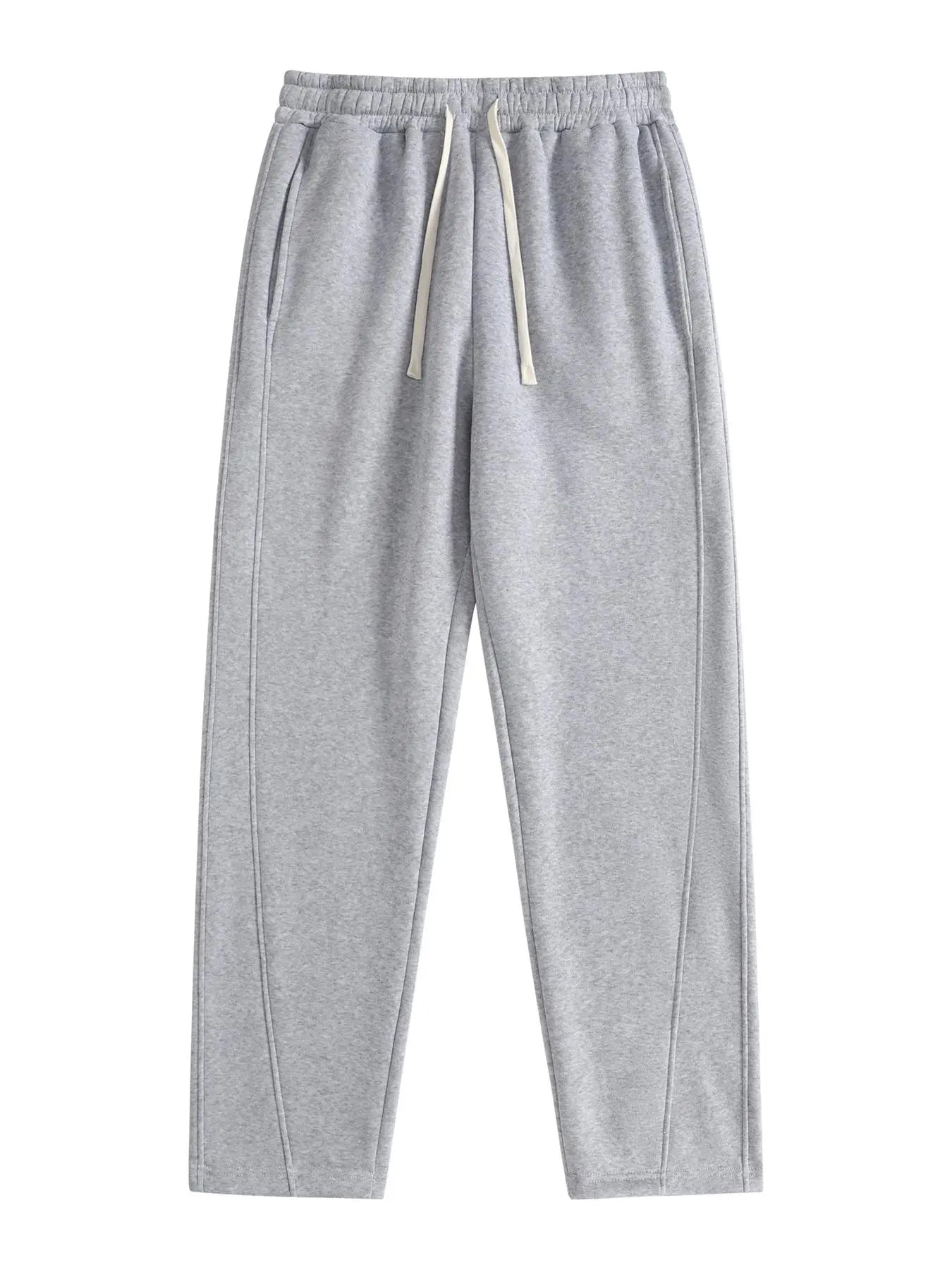 Men's Regular Fit Solid Sweatpants with Adjustable Drawstring and Casual Pocket Design for Autumn and Winter Wear