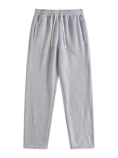 Men's Regular Fit Solid Sweatpants with Adjustable Drawstring and Casual Pocket Design for Autumn and Winter Wear