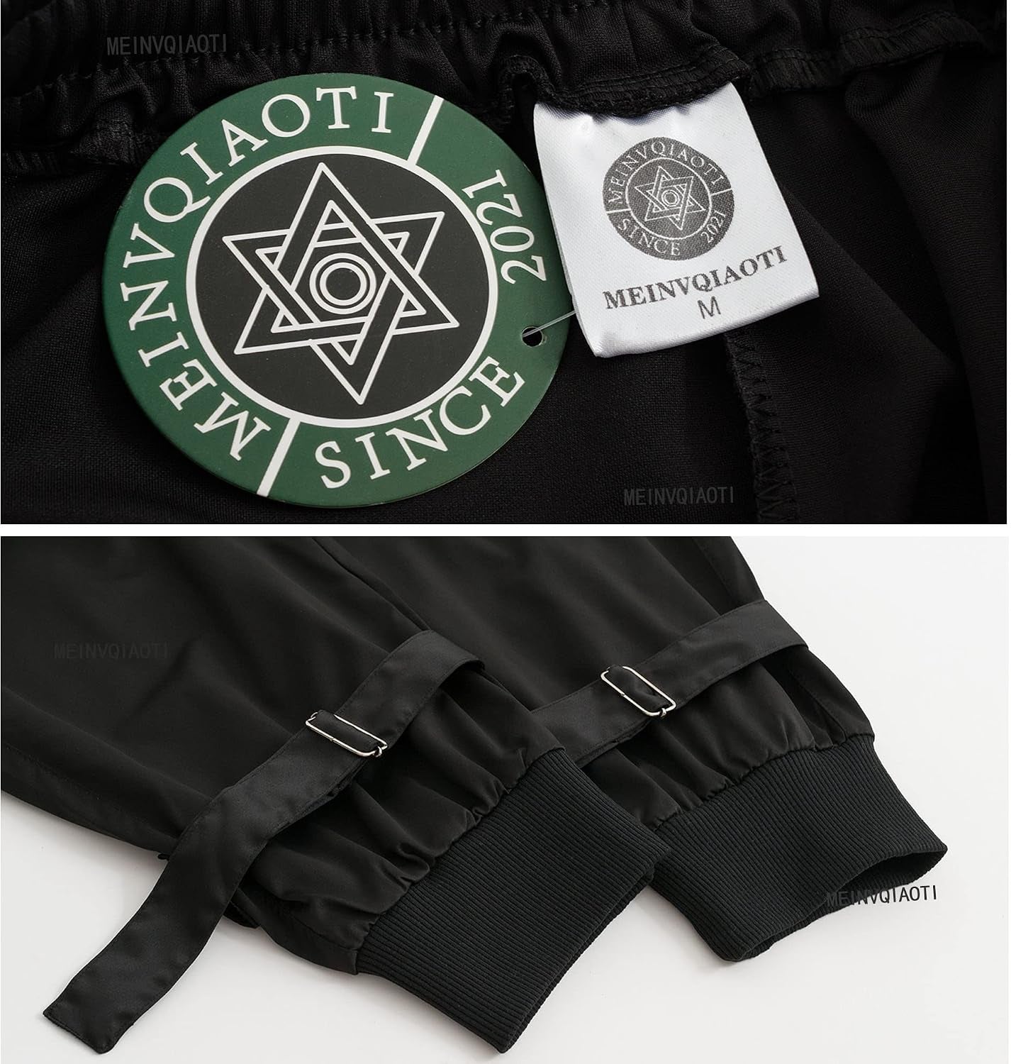 Black Cargo Pants Women Loose Chained Multi-Pocket Multi-Zip Punk Goth Pants
