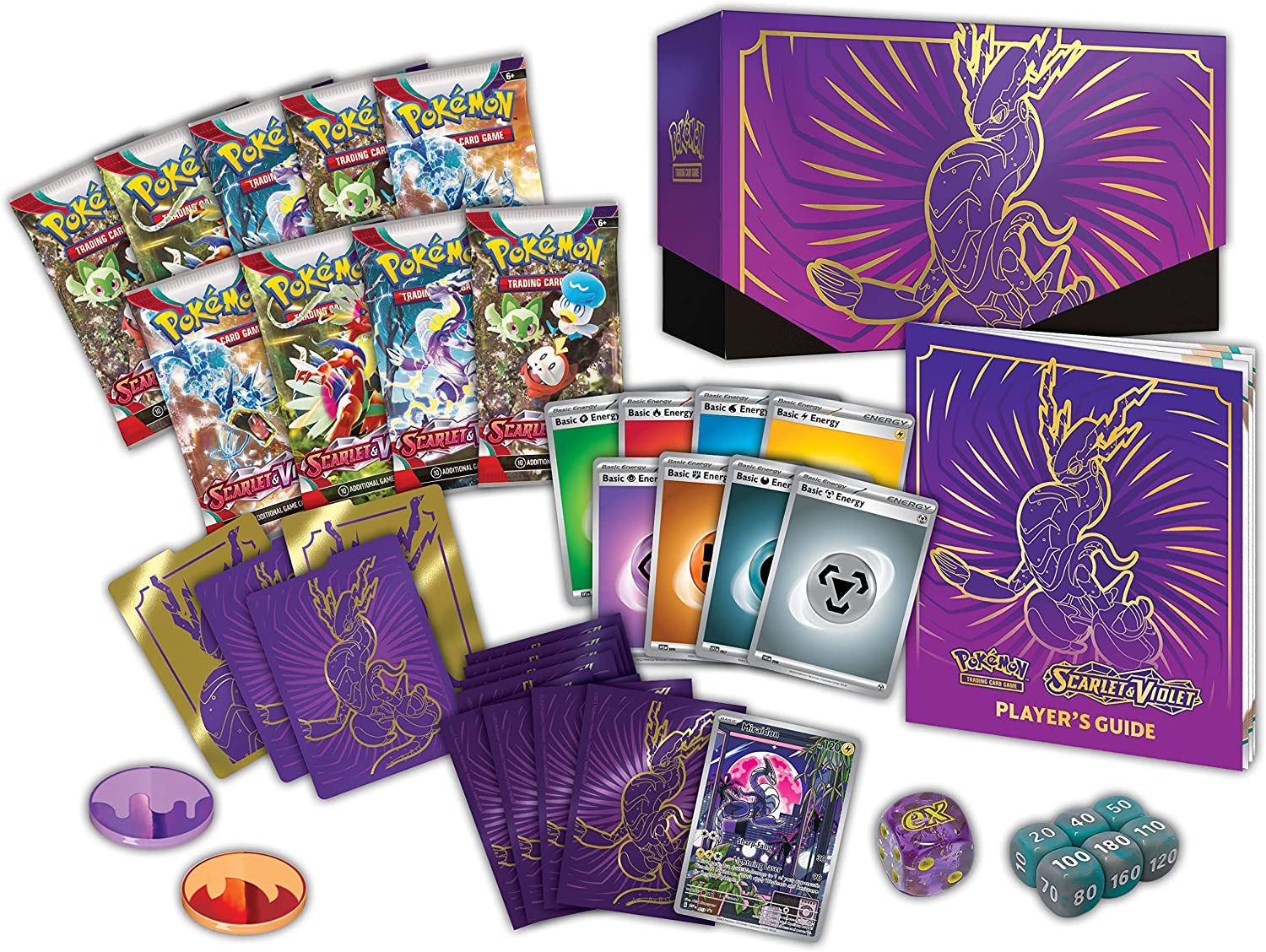 TCG: Scarlet and Violet Elite Trainer Box - Miraidon Purple (1 Full Art Promo Card, 9 Boosters and Premium Accessories)