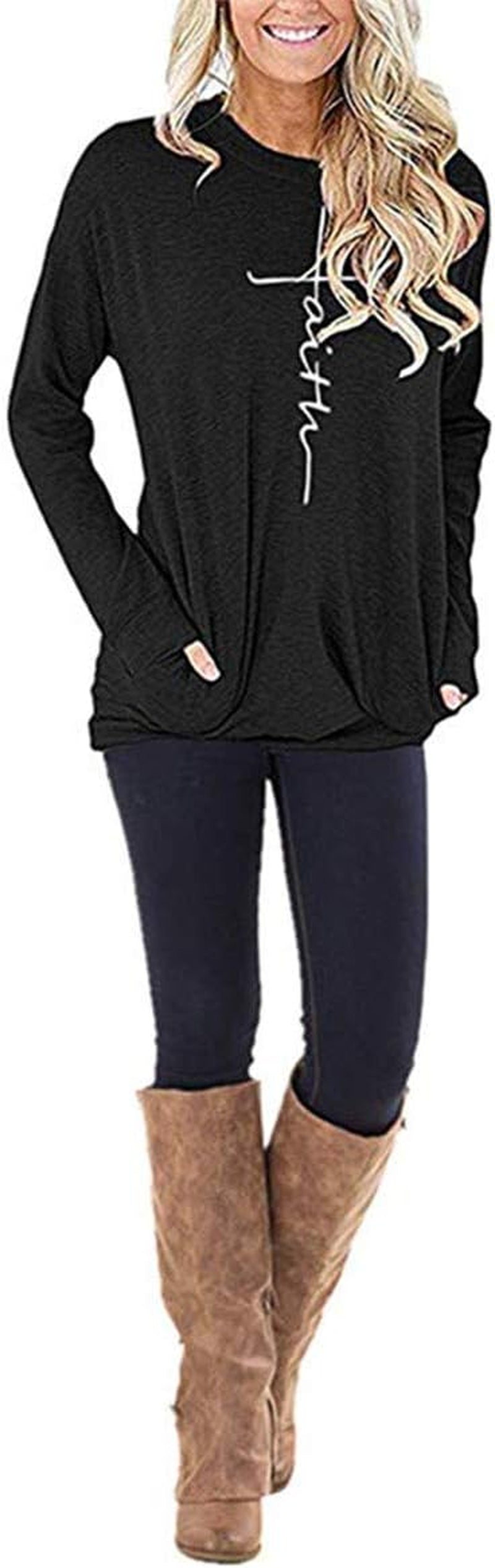Women's Casual Faith-Inspired Graphic Sweatshirt with Pocket