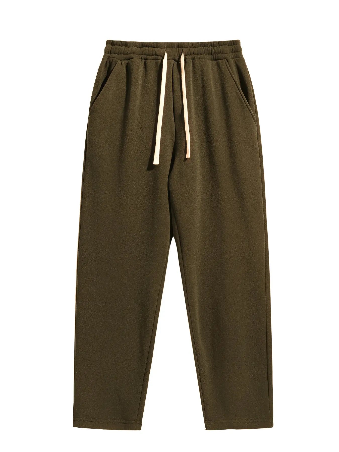Men's Regular Fit Solid Sweatpants with Adjustable Drawstring and Casual Pocket Design for Autumn and Winter Wear