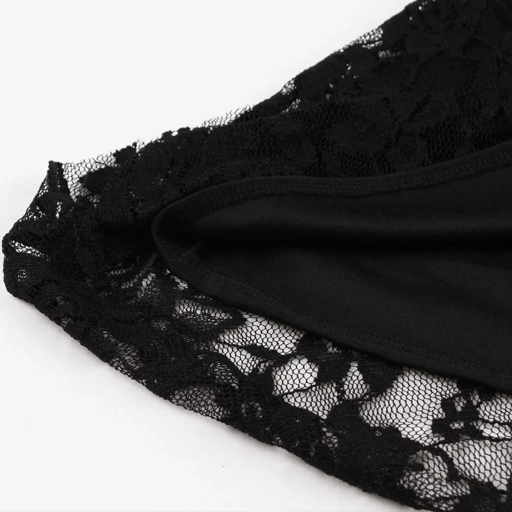Women's Vintage Gothic Lace Steampunk Mini Dress - 2025 Long Flare Party Attire