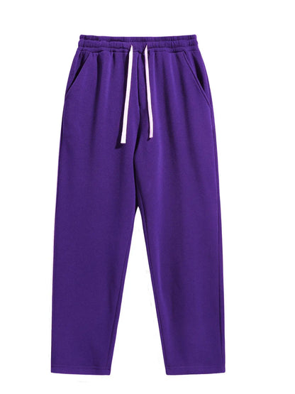 Men's Regular Fit Solid Sweatpants with Adjustable Drawstring and Casual Pocket Design for Autumn and Winter Wear