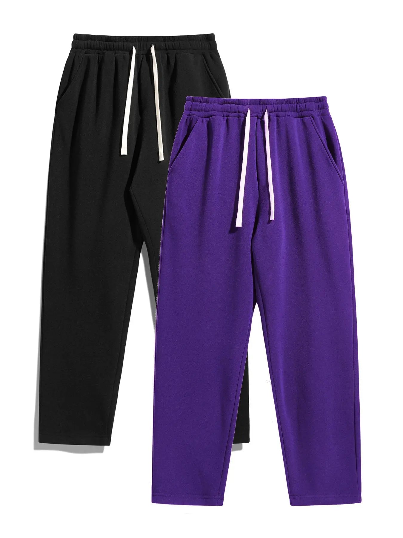 Men's Regular Fit Solid Sweatpants with Adjustable Drawstring and Casual Pocket Design for Autumn and Winter Wear