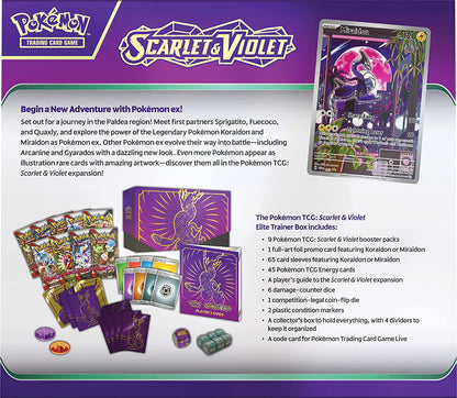 TCG: Scarlet and Violet Elite Trainer Box - Miraidon Purple (1 Full Art Promo Card, 9 Boosters and Premium Accessories)