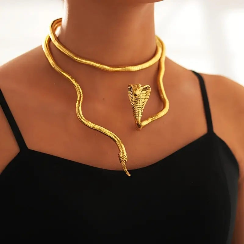 Adjustable Gothic-Inspired Snake Necklace and Bracelet Set