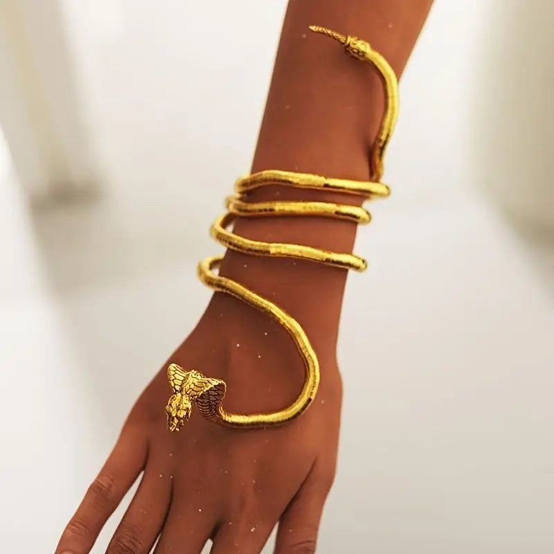 Adjustable Gothic-Inspired Snake Necklace and Bracelet Set