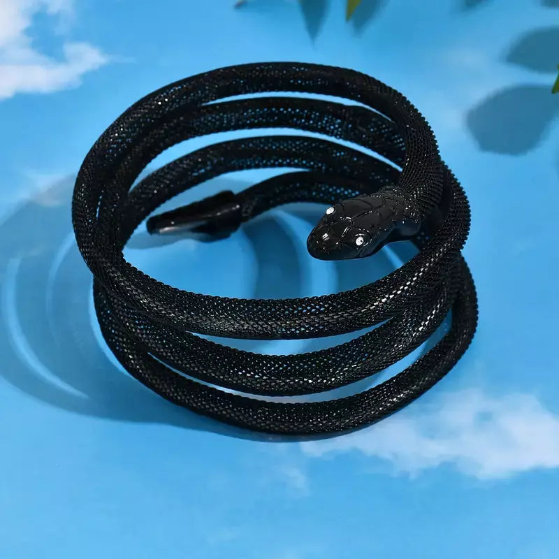 Adjustable Gothic-Inspired Snake Necklace and Bracelet Set