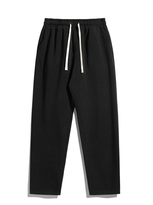 Men's Regular Fit Solid Sweatpants with Adjustable Drawstring and Casual Pocket Design for Autumn and Winter Wear