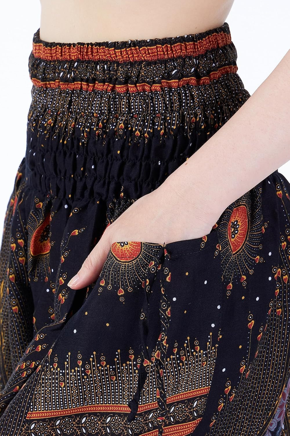 Women's Smocked Waist Bohemian Flowing Yoga Harem Pants