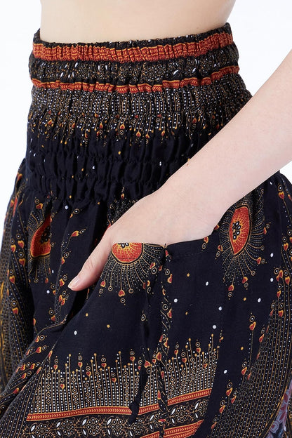 Women's Smocked Waist Bohemian Flowing Yoga Harem Pants