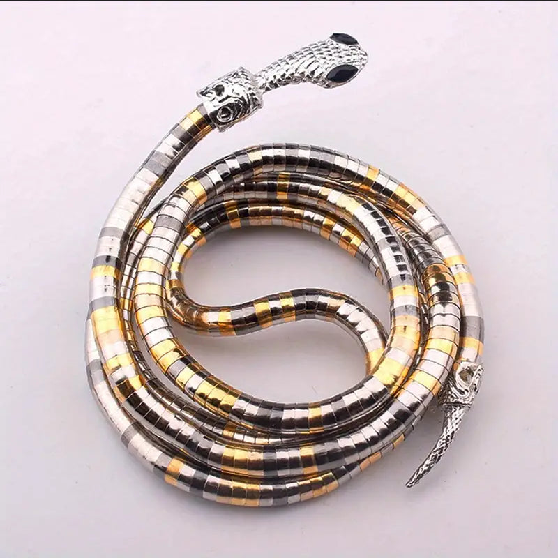 Adjustable Gothic-Inspired Snake Necklace and Bracelet Set