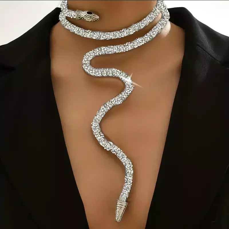 Adjustable Gothic-Inspired Snake Necklace and Bracelet Set