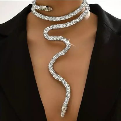 Adjustable Gothic-Inspired Snake Necklace and Bracelet Set
