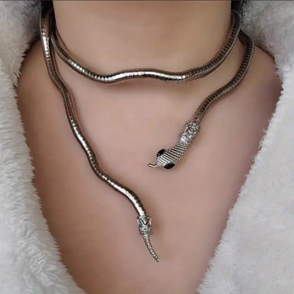 Adjustable Gothic-Inspired Snake Necklace and Bracelet Set
