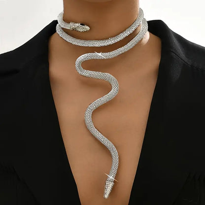 Adjustable Gothic-Inspired Snake Necklace and Bracelet Set