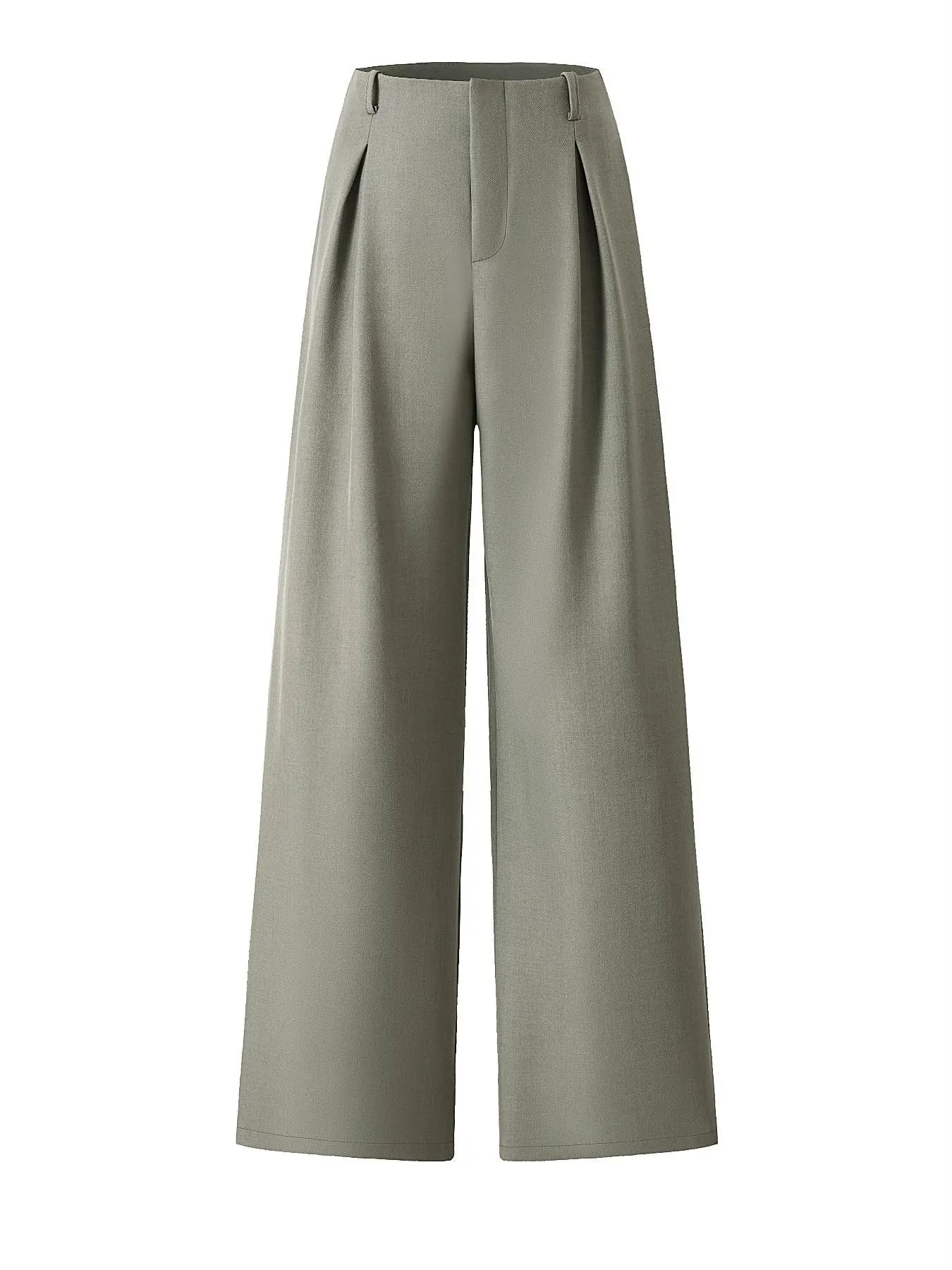 Women's Pleated Wide Leg Trousers with Pockets and Zipper Fly for Office and Business Attire, Spring and Fall Collection