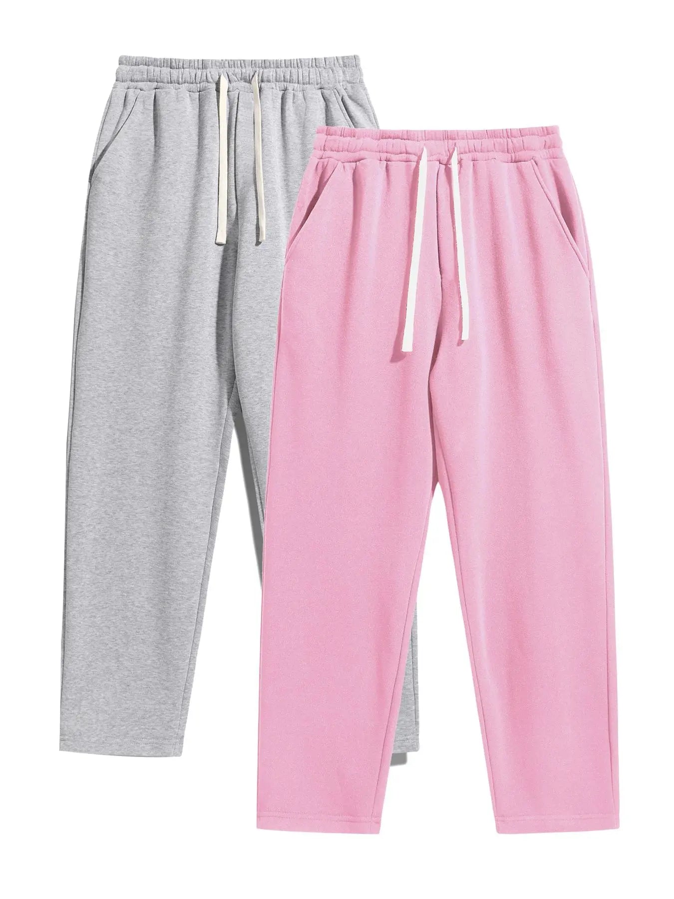 Men's Regular Fit Solid Sweatpants with Adjustable Drawstring and Casual Pocket Design for Autumn and Winter Wear