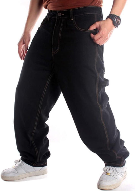 Men's Relaxed Fit Baggy Jeans - Urban Skate and Streetwear Style