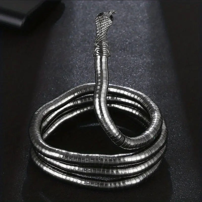 Adjustable Gothic-Inspired Snake Necklace and Bracelet Set