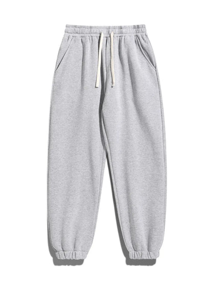 Men's Regular Fit Solid Sweatpants with Adjustable Drawstring and Casual Pocket Design for Autumn and Winter Wear