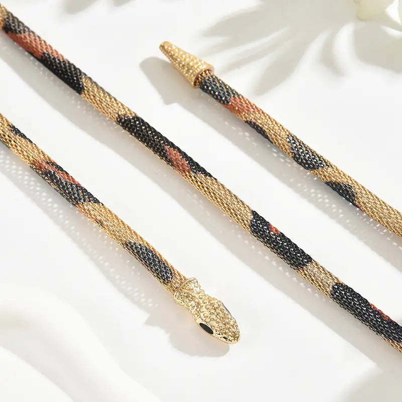 Adjustable Gothic-Inspired Snake Necklace and Bracelet Set