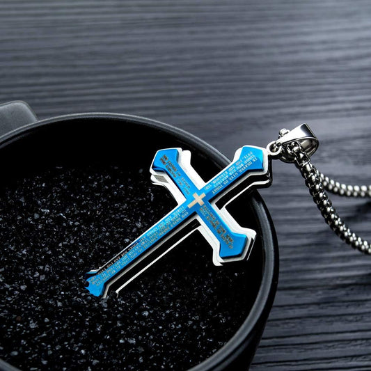 Men's Large Stainless Steel Cross Pendant Necklace - Unisex Design
