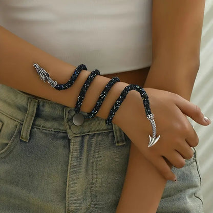 Adjustable Gothic-Inspired Snake Necklace and Bracelet Set
