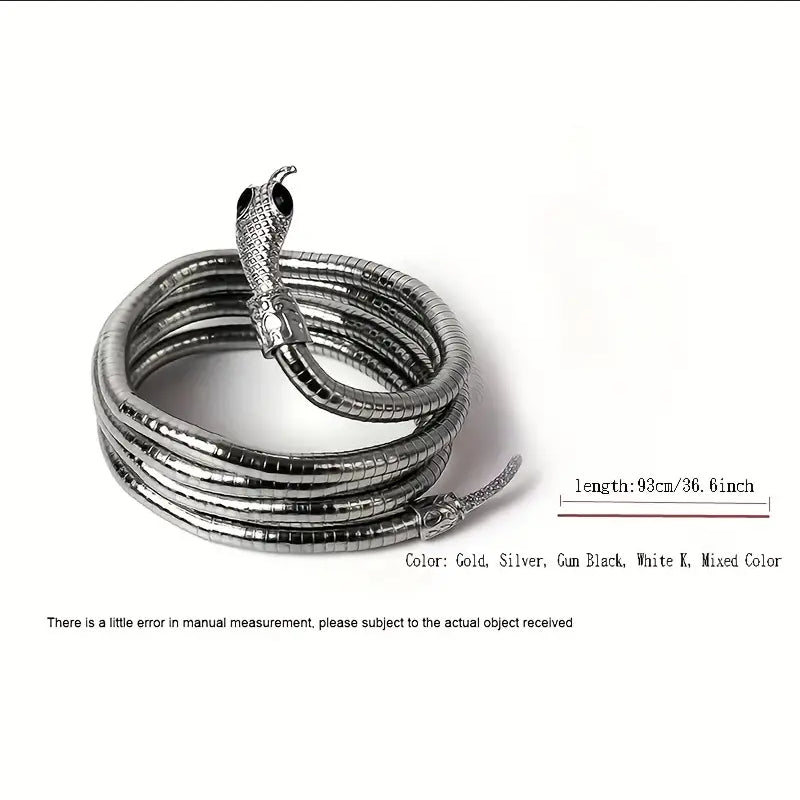 Adjustable Gothic-Inspired Snake Necklace and Bracelet Set