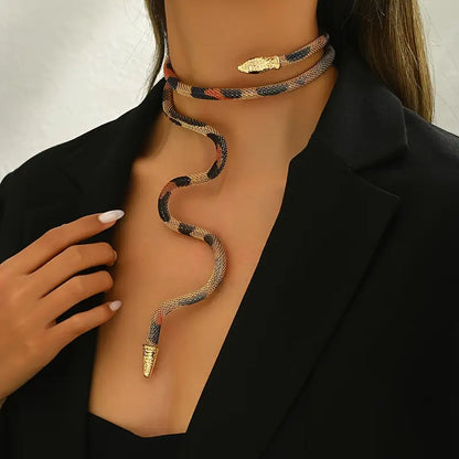 Adjustable Gothic-Inspired Snake Necklace and Bracelet Set