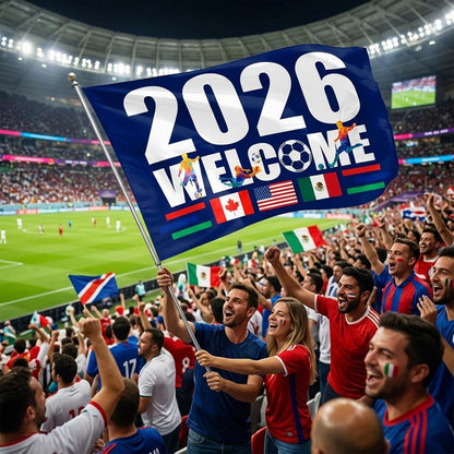 World Cup Flag, World Cup 2026 Merchandise, 5×3FT World Cup Flag 2026 with 2 Brass Grommets, World Cup Decorations Flag for Home, Wall, Garden, Yard Display, Football Games and Stadium Events