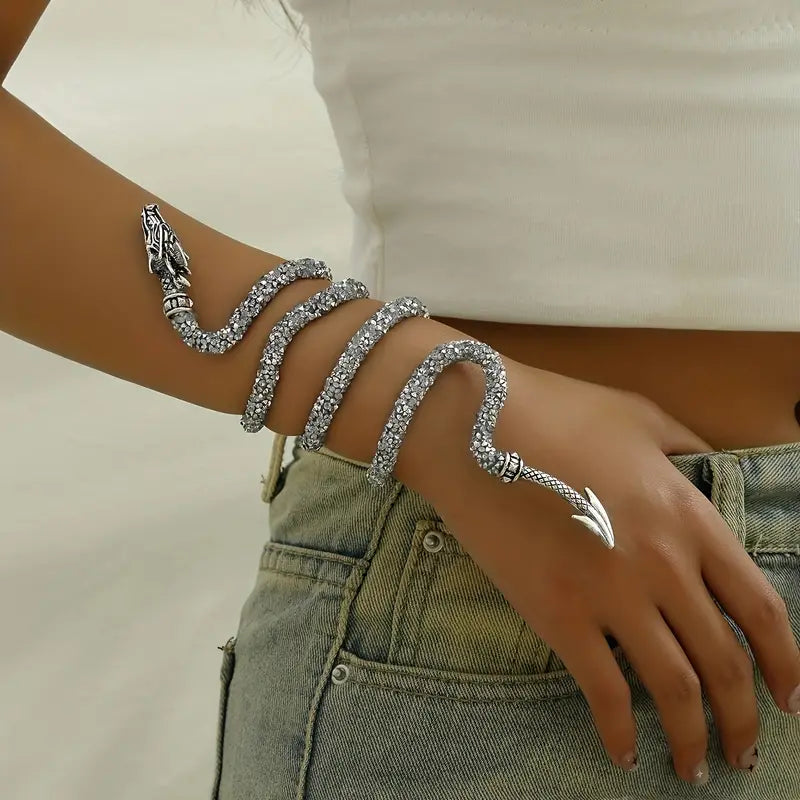Adjustable Gothic-Inspired Snake Necklace and Bracelet Set