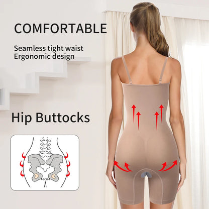 Women's Full Body Shaper with Enhanced Tummy Control and Waist Training - Shapewear Bodysuit and Thigh Slimming Corset